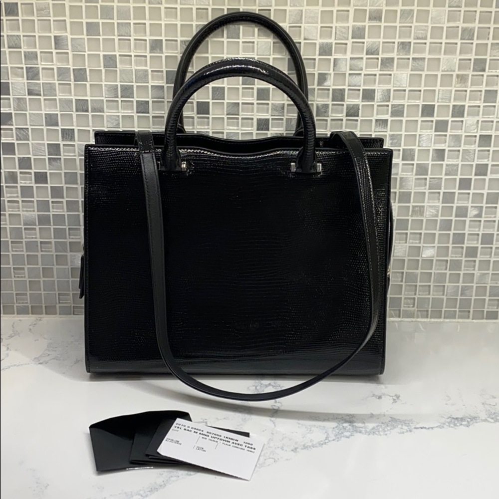 Saint Laurent NWOT Uptown crocodile-effect tote ba